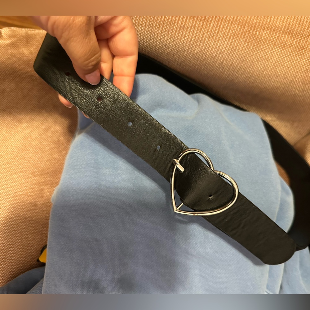 Brandy Melville Black Belt with Silver Heart Buckle